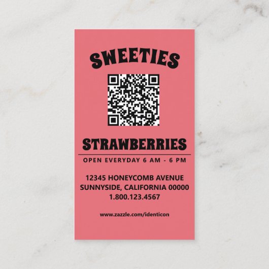 strawberry swirl with QR code Visitekaartje (Achterkant)