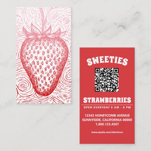 strawberry swirl with QR code Visitekaartje (Voorkant / Achterkant)