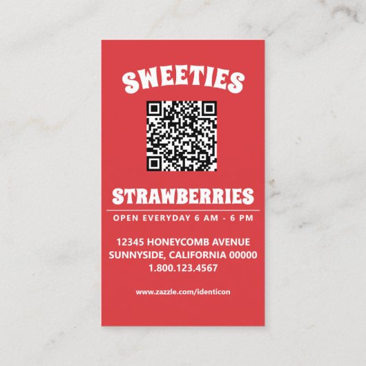 strawberry swirl with QR code Visitekaartje (Achterkant)