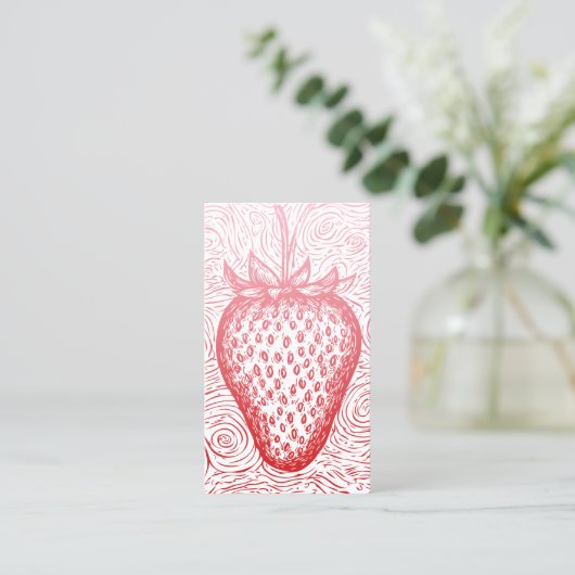 strawberry swirl with QR code Visitekaartje (Staand voorkant)