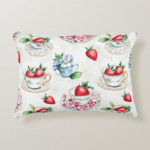 Strawberry Teacup Bloemenpatroon Accent Kussen