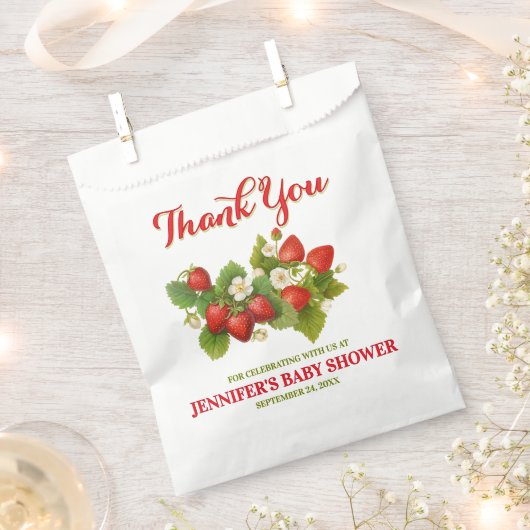 Strawberry Theme Baby shower Bedankt Bedankzakje (Geknipt)