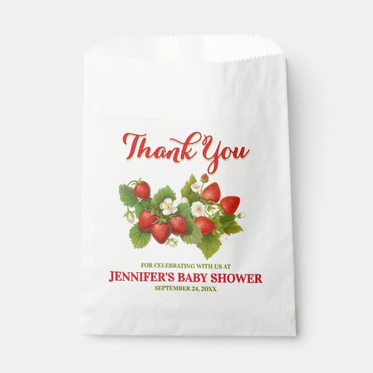 Strawberry Theme Baby shower Bedankt Bedankzakje (Voorkant)