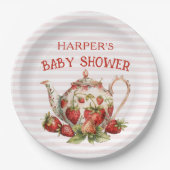 Strawberry Theme Baby shower Papieren Bordje (Voorkant)