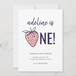 Strawberry Theme First Birthday Party Invitations Kaart