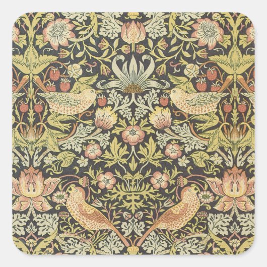 Strawberry Theven William Morris Antiek Pattern Vierkante Sticker (Voorkant)