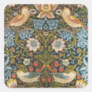 Strawberry Theven William Morris Antiek Pattern Vierkante Sticker