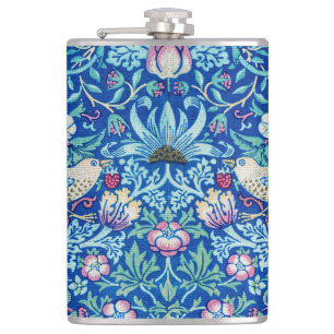 Strawberry Thief Blue, William Morris Flask Heupfles