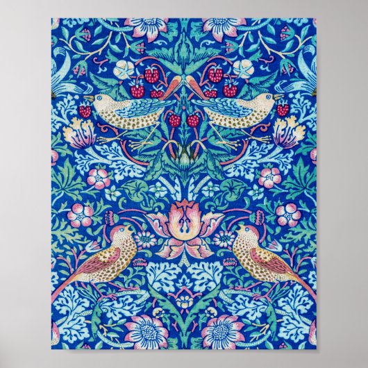 Strawberry Thief Blue, William Morris Poster (Devant)