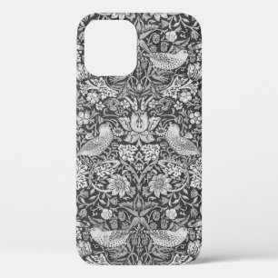 Strawberry Thief Gray, William Morris iPhone 12 Hoesje
