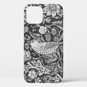 Strawberry Thief Gray, William Morris iPhone 12 Hoesje