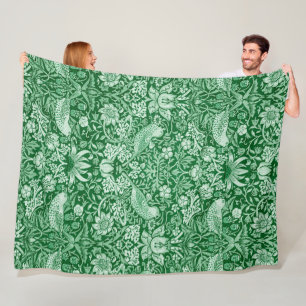 Strawberry Thief Green, William Morris Fleece Deken