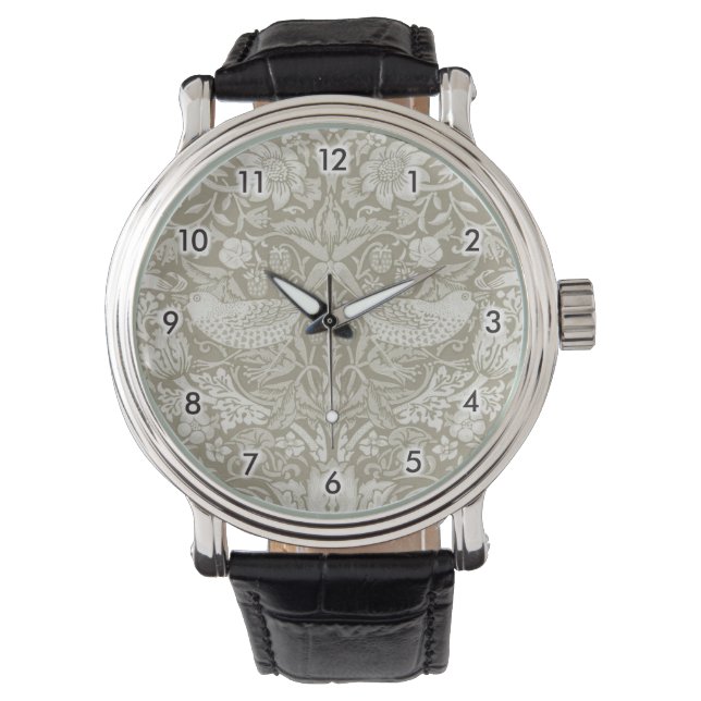 Strawberry Thief Ivory, William Morris Horloge (Voorkant)