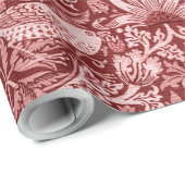 Strawberry Thief Maroon, William Morris Cadeaupapier (Rol Hoek)