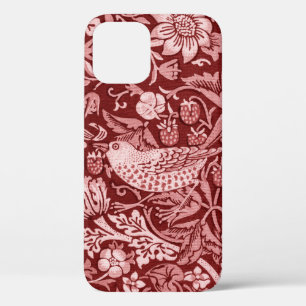 Strawberry Thief Maroon, William Morris iPhone 12 Hoesje