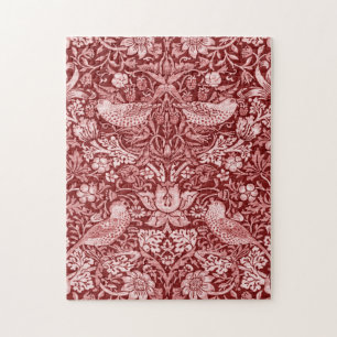 Strawberry Thief Maroon, William Morris Legpuzzel