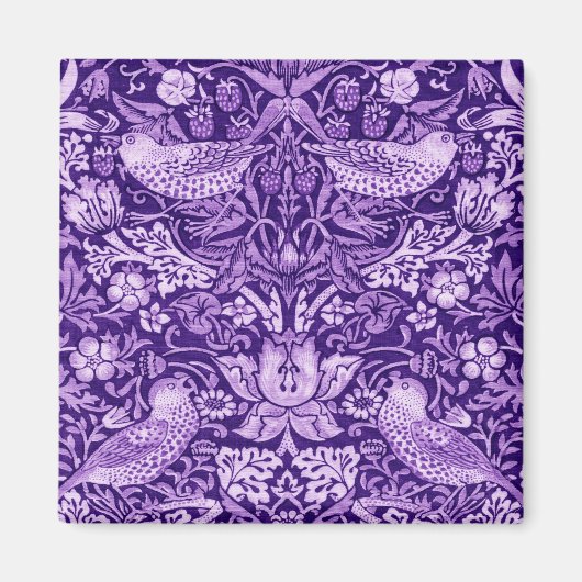 Strawberry Thief Paars, William Morris Magneet (Voorkant)