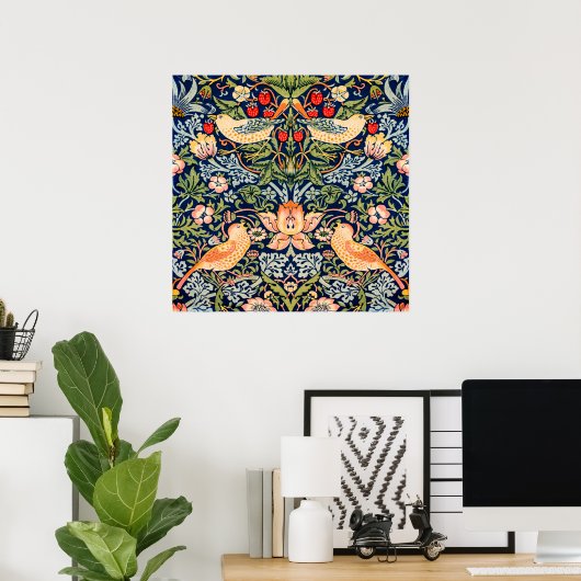 Strawberry Thief Pattern Poster van William Morris (Thuiskantoor)