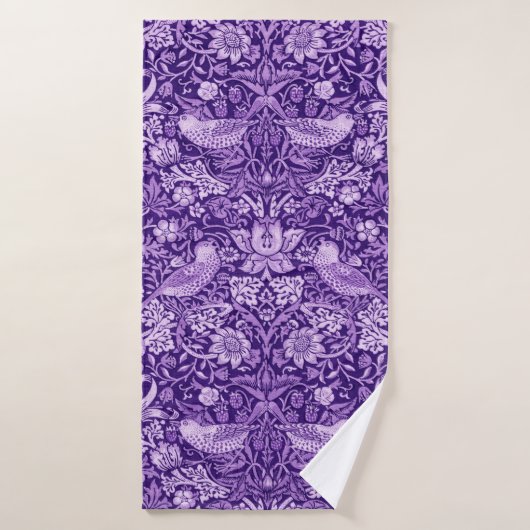 Strawberry Thief Purple, William Morris (Serviette de bain)
