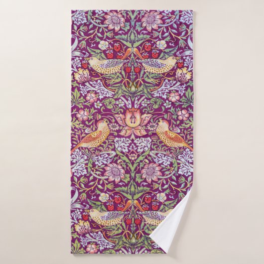Strawberry Thief Red, William Morris (Serviette de bain)