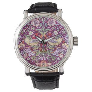 Strawberry Thief Red, William Morris Horloge