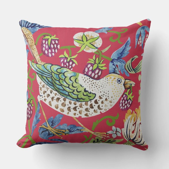 Strawberry Thief William Morris Kussen (Voorkant)