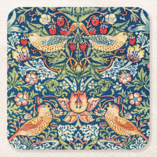 Strawberry Thief William Morris Vierkante Kartonnen Onderzetter