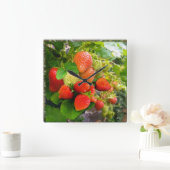 Strawberry-tijd ~ Clock Vierkante Klok (Huis)