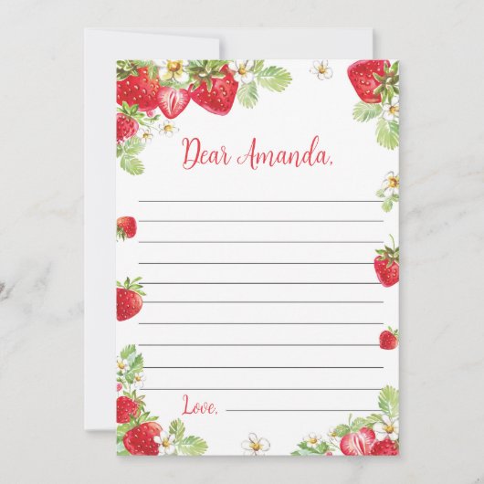 Strawberry Time Capsule Note Message Kaart (Voorkant)