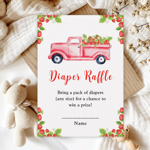 Strawberry Truck Baby Shower Luier Raffle Informatiekaartje