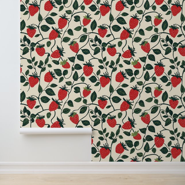 Strawberry Vine Pattern Behang (Applicatie)
