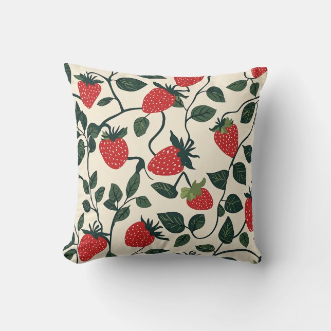 Strawberry Vine Pattern Kussen (Voorkant)