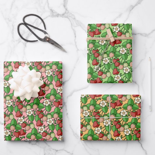 Strawberry Vine Pattern Papierbladen verpakken Inpakpapier Vel (Voorkant)