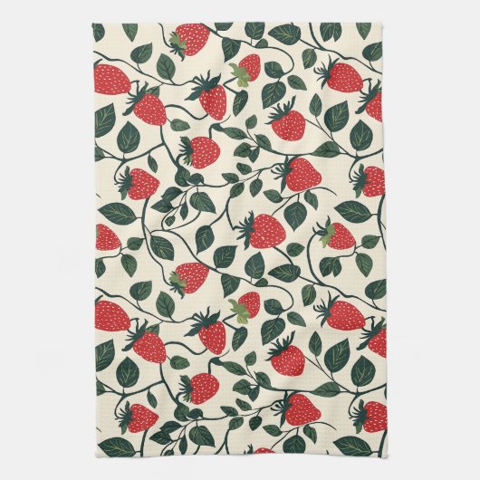 Strawberry Vine Pattern Theedoek (Verticaal)
