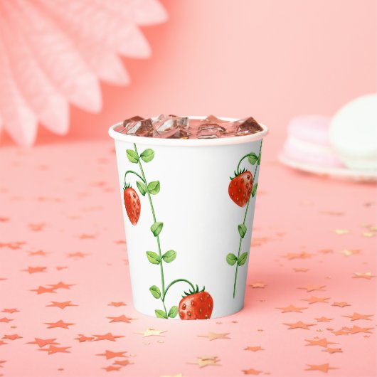 Strawberry Vine Red Berries verjaardagsfeestje Papieren Bekers (Insitu)