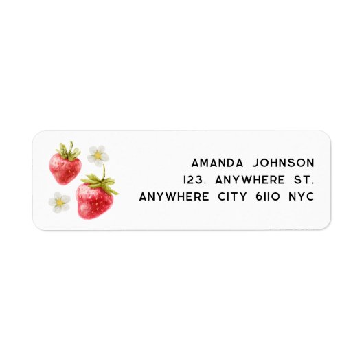 Strawberry Waterverf Return Address Etiket (Voorkant)