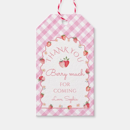 Strawberry Wavy Hartelijk dank Cadeaulabel (Voorkant)