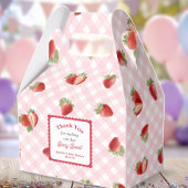 Strawberry with pink Gingham-Baby Girl Shower Bedankdoosjes