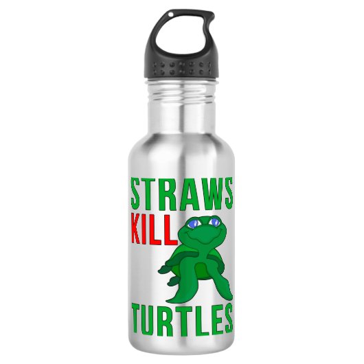 Straws Kill Turtles Waterfles (Voorkant)