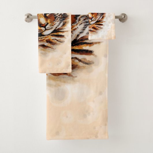 Stray Cat Portrait Waterverf Artwork Bad Handdoek (Insitu)