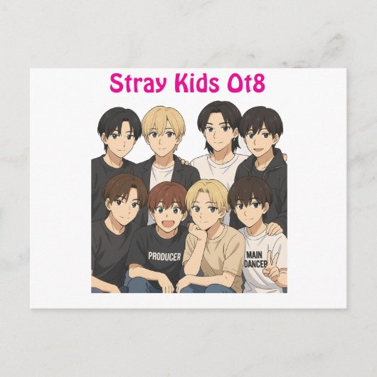 Stray Kids Anime Graphic Briefkaart (Voorkant)
