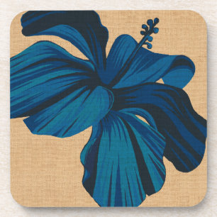 Streaky Hawaiian Hibiscus Faux Linen Onderzetters