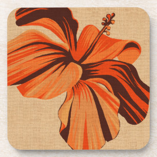 Streaky Hawaiian Hibiscus Faux Linen Onderzetters