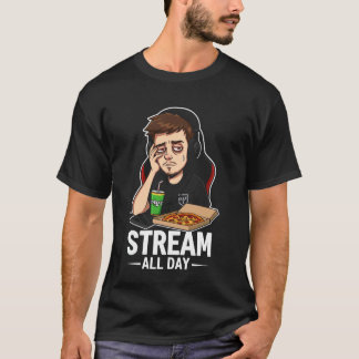 Stream Alle Dag Video Gamer Retro Pizza Energie Dr T-shirt