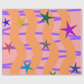 Streamers en sterren cadeaupapier (Vlak)