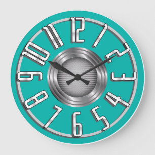 Streamline Art Deco wandklok - Aqua Grote Klok