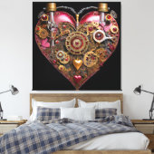Streampunk Hart Robijn Valentijn Canvas Afdruk (Insitu (Slaapkamer))