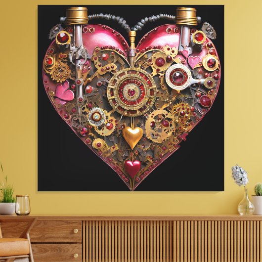 Streampunk Hart Robijn Valentijn Canvas Afdruk (Insitu (Woonkamer))