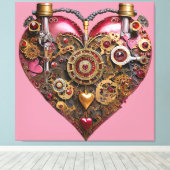 Streampunk Hart Robijn Valentijn Canvas Afdruk (Insitu (Houten vloer))