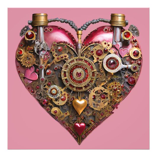 Streampunk Hart Robijn Valentijn Foto Afdruk (Voorkant)